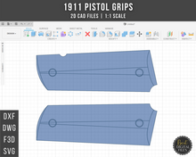 Load image into Gallery viewer, 1911 Grips 2D CAD Files | DXF SVG DWG F3D | 1:1 Scale | Instant Download | For CNC Woodworking &amp; 3D Printing
