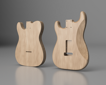 Lade das Bild in den Galerie-Viewer, Fender Telecaster and Stratocaster Body 3D CAD Files Bundle | STL STEP SKP F3D IGES | 1:1 Scale | CNC Cut Files | 3D Printing | Guitar Files
