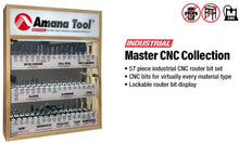 Load image into Gallery viewer, Amana Tool AMS-CNC-60 CNC Master Router Bit Collection Includes 57 SKUs and LED Illuminated Mirrored Interior and Solid Wood Display
