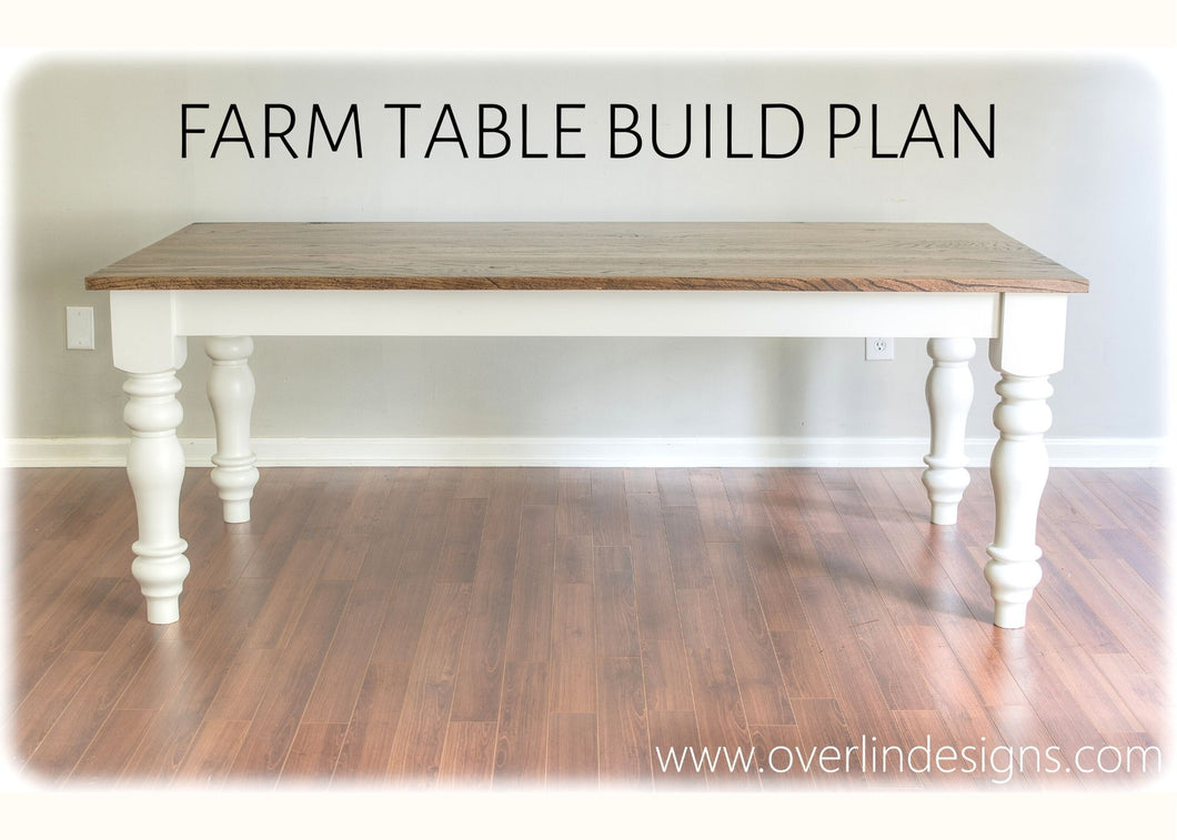 Chunky Leg Modern Farmhouse Table Build Plans - Instant Printable PDF Download - Beginner to Intermediate