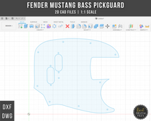 Загрузить изображение в средство просмотра галереи, Fender Mustang Bass Guitar Pickguard 2D Template Files | DXF DWG | 1:1 Scale | Instant Download | CNC Cut Files | CAD Drawing | 3D Printing
