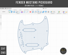 Загрузить изображение в средство просмотра галереи, Fender Mustang Pickguard 2D CAD Files | DXF DWG | 1:1 Scale | Instant Download | CNC Laser Cut Files | 3D Printing Guitar Parts
