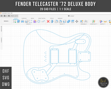 Charger l&#39;image dans la galerie, Fender Telecaster &#39;72 Deluxe Guitar Body &amp; Pickguard | 2D CAD Files | DXF DWG SVG | Instant Download | CNC Woodworking | Guitar Making
