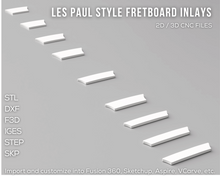 Lade das Bild in den Galerie-Viewer, Les Paul Style Fretboard Inlays 3D CAD Files | STL STEP SKP F3D IGES | 1:1 Scale | Les Paul Guitar Neck | Instant Download | CNC/3D Printing
