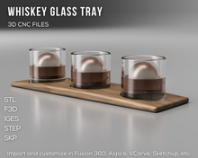 Load image into Gallery viewer, Whiskey Glass Coaster Tray 3D CAD Files | F3D STL STEP SKP IGES | Instant Download | 3D Printing | CNC Cut Files | Woodworking
