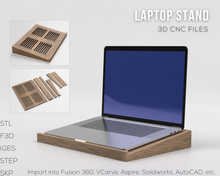 Carica l&#39;immagine nel visualizzatore di Gallery, Wooden Laptop Stand 3D CNC Files | F3D STL STEP SKP IGES | 1:1 Scale | Instant Download | 3D Printing | CNC Cut Files | Woodworking Plan

