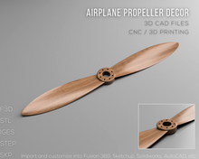 Lade das Bild in den Galerie-Viewer, Airplane Propeller Decor 3D CAD Files | F3D STL STEP SKP IGES | Instant Download | 3D Printing | CNC Cut File | Woodworking | Aviation

