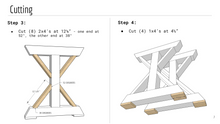 Загрузить изображение в средство просмотра галереи, Farmhouse Furniture Build Plans DIY Bundle - Instant PDF Download - Farmhouse Trestle Table, Chunky Leg Table, Nightstand, and Trestle Desk
