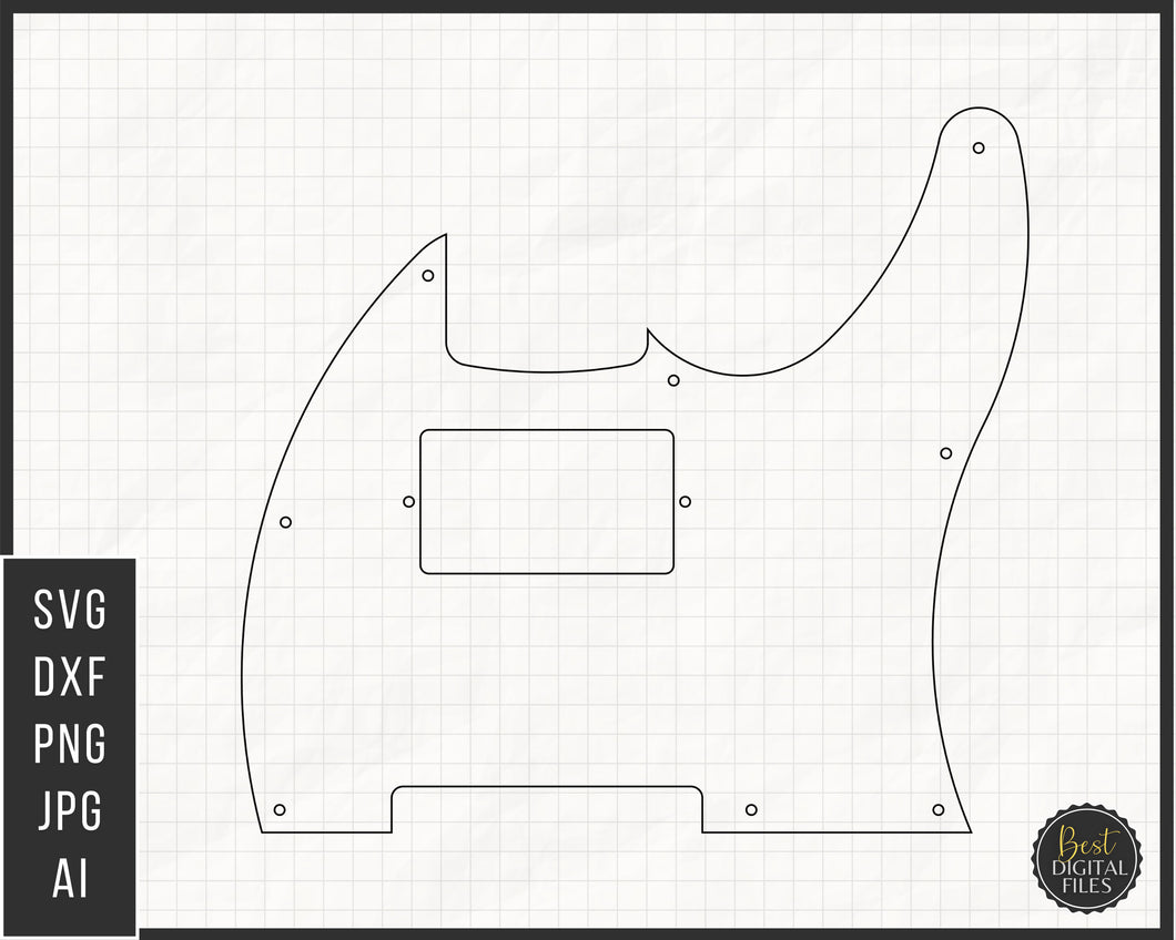 Fender Telecaster Pickguard w/out Control Plate Cutout | DXF SVG PNG AI | Instant Download | For CNC / 3D Printing