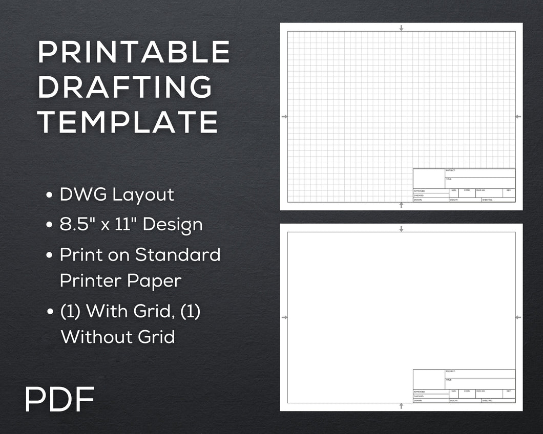 Drafting Template with Sketch Grid | PDF File | Instant Download | Printable 8.5