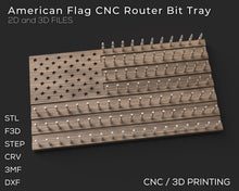 Lade das Bild in den Galerie-Viewer, American Flag CNC Router Bit Tray Organizer | 3D CAD Files | 1:1 Scale | STL STEP SKP DXF 3MF F3D | Instant Download | For CNC / 3D Printing
