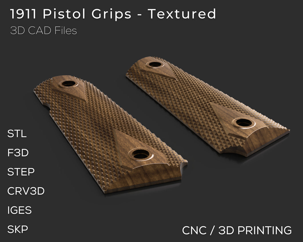 1911 Full Size Pistol Grips | 3D CAD Files | 1:1 Scale | STL STEP SKP F3D | Instant Download | For CNC / 3D Printing