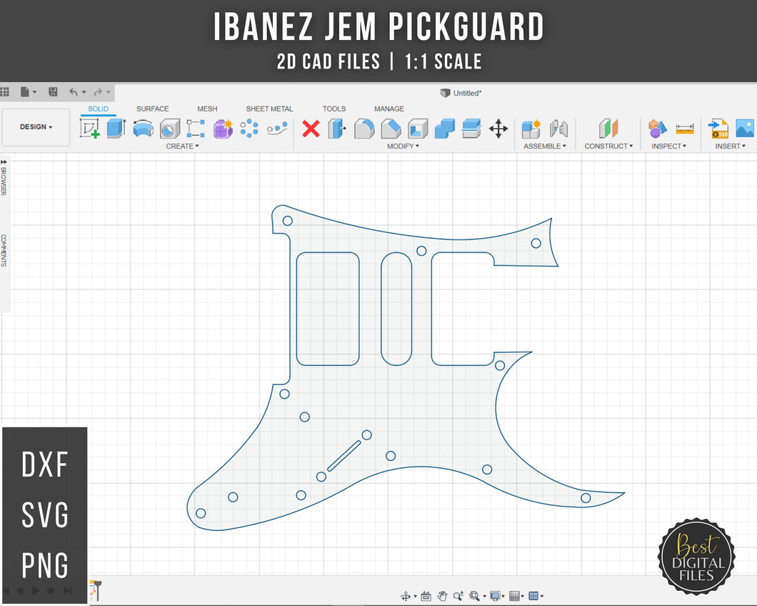Ibanez JEM Pickguard | 2D CAD Files | 1:1 Scale | DXF SVG PNG | Instant Download | For CNC / 3D Printing