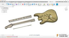 Carica l&#39;immagine nel visualizzatore di Gallery, Left Handed Fender Stratocaster Guitar Body &amp; Neck 3D CAD File Bundle | stl f3d step 3mf iges | Instant Download | CNC Files | 3D Printing
