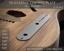 Charger l&#39;image dans la galerie, Telecaster Control Plate | 3D CAD Files | 1:1 Scale | STL STEP SKP DXF 3MF F3D | Instant Download | For CNC / 3D Printing

