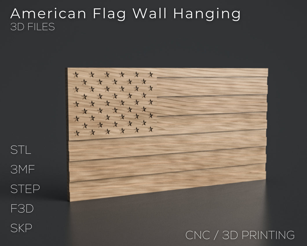 American Flag | 3D CAD Files | 1:1 Scale | STL STEP SKP 3MF F3D | Instant Download | For CNC / 3D Printing