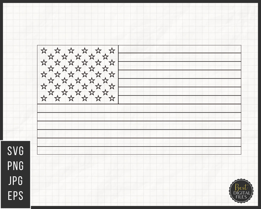 American Flag | 2D CAD Files | 1:1 Scale | DXF SVG EPS PNG | Instant Download | For CNC / 3D Printing
